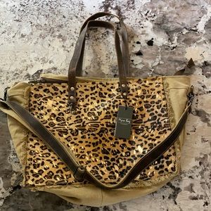 Myra Bag - Leopard Hide & Neutral Canvas tote bag